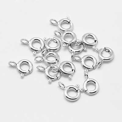 Anti-Tarnish Rhodium Plated 925 Sterling Silver Spring Ring Clasps LS-STER-K167-076B-P-1