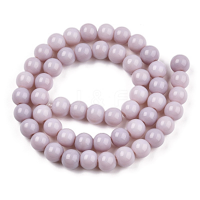 Opaque Solid Color Glass Beads Strands GLAA-T032-P8mm-07-1