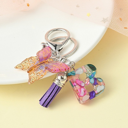 Resin Letter & Acrylic Butterfly Charms Keychain KEYC-YW00001-02-1