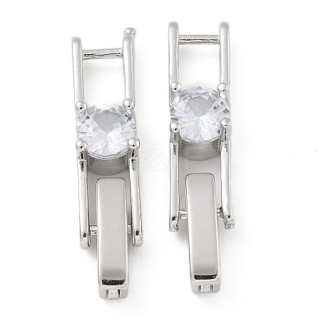 Rack Plating Brass Micro Pave Cubic Zirconia Fold Over Clasps KK-A234-016P-02-1