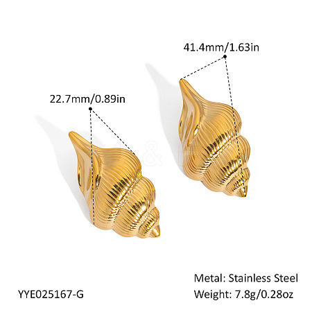 304 Stainless Steel Stripe Conch Stud Earrings GH9944-1-1
