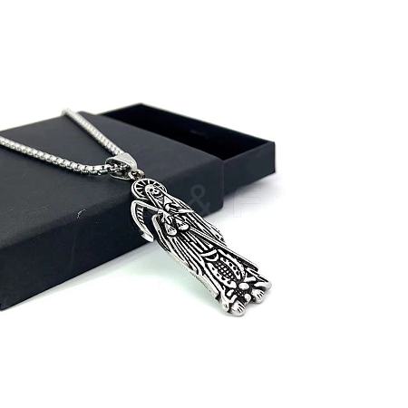 Vintage Gothic Stainless Steel Grim Reaper Pendant Unisex Necklaces QT1992-1