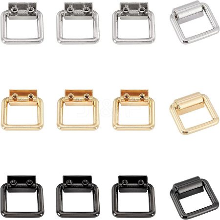 CHGCRAFT 12 Pcs 3 Colors Zinc Alloy Bag Side D Ring Clip PALLOY-CA0001-83-RS-1