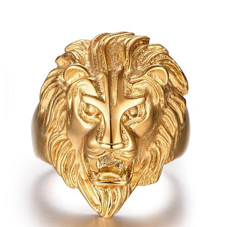 Fashion 316L Surgical Stainless Steel Lion Rings for Men RJEW-BB03952-11-1