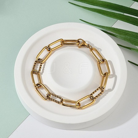 Ion Plating(IP) 304 Stainless Steel Paperclip Chain Bracelets BJEW-F412-02G-1
