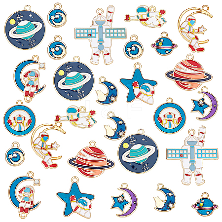 48Pcs 12 Style Alloy Enamel Pendants PALLOY-FH0001-78-1