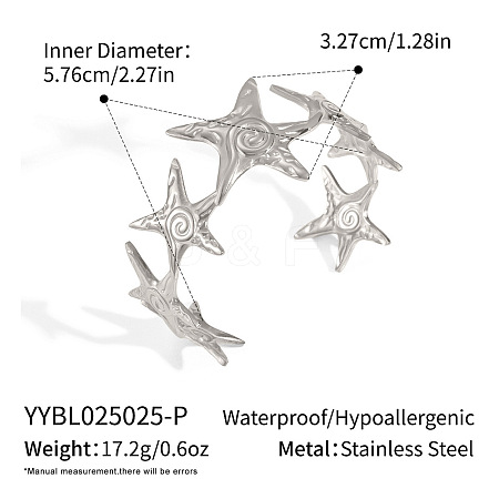 European Star 304 Stainless Steel Open Cuff Bangles for Women XA9694-2-1