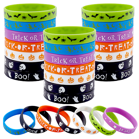 28Pcs 7 Colors Halloween Themed Silicon Cord Bracelets BJEW-CN0001-09-1
