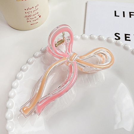 Enamel Bowknot Plastic Large Claw Hair Clips PW-WG69560-01-1