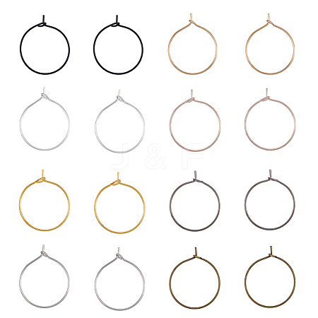 SUPERFINDINGS 400Pcs 8 Colors Iron Hoop Earrings IFIN-FH0001-72A-1