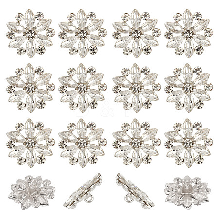 30Pcs Alloy Rhinestone Shank Bottons BUTT-HY0001-14S-1