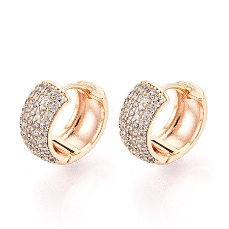 Brass Micro Pave Clear Cubic Zirconia Hoop Earrings EJEW-T048-48G-1