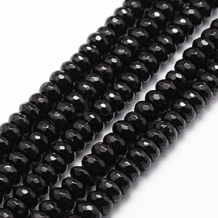Natural Black Onyx Beads Strands G-P161-23-6x4mm-1