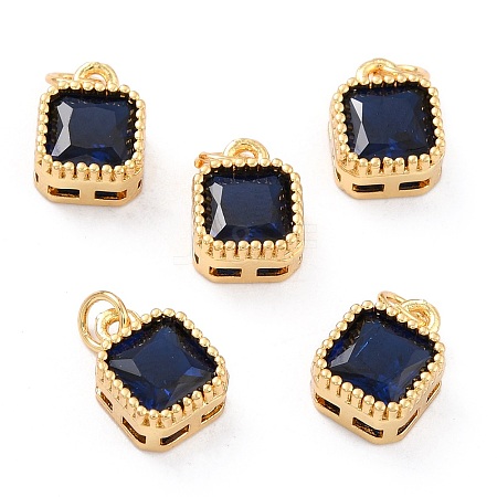 Real 18K Gold Plated Brass Inlaid Cubic Zirconia Charms ZIRC-L100-073G-08-1