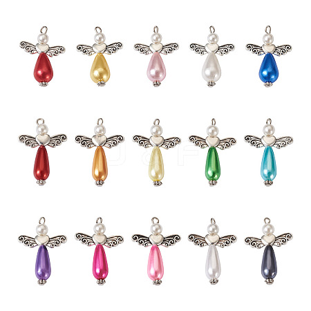 80Pcs 2 Style Imitation Pearl Acrylic Pendants OACR-CD0001-07-1