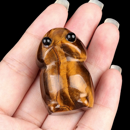 Natural Tiger Eye Carved Frog with Eye Figurines PW-WG73755-02-1