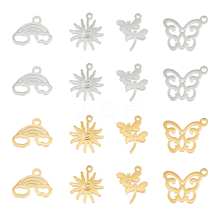 DICOSMETIC 32Pcs 8 Style 304 Stainless Steel Charms STAS-DC0009-29-1