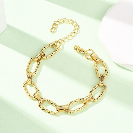 304 Stainless Steel Twisted Oval Link Chain Bracelets for Women BJEW-F536-05G-1