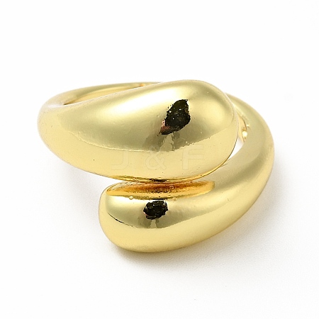 Brass Teardrop Open Cuff Ring for Women RJEW-A008-03G-1