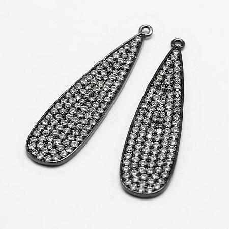 Teardrop Brass Micro Pave Cubic Zirconia Pendants ZIRC-L053-23B-1