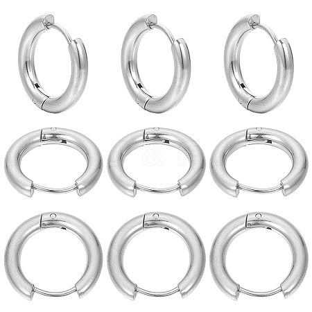 SUNNYCLUE 12 Pairs 202 Stainless Steel Huggie Hoop Earrings with 316 Surgical Stainless Steel Pins EJEW-SC0001-40P-1