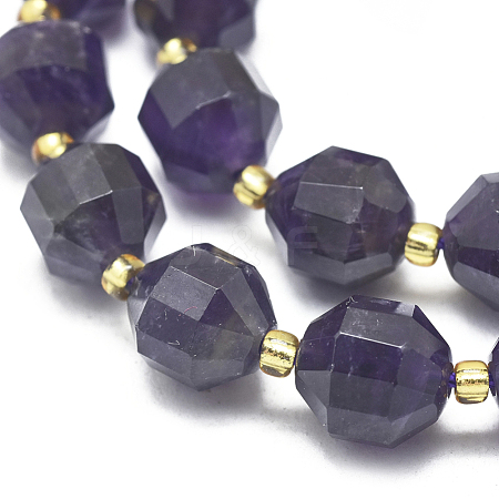  Jewelry Beads Findings Natural Amethyst Beads Strands, Faceted, Round, 9~10mm, Hole: 1mm; about 31~33pcs/Strand, 14.5"~15.9"(37~40.5cm)