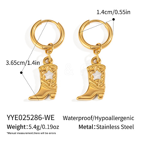 304 Stainless Steel Shoes with Star Hoop Earrings KC5078-4-1