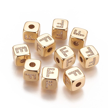 Brass Micro Pave Cubic Zirconia Beads KK-K238-16G-F-1