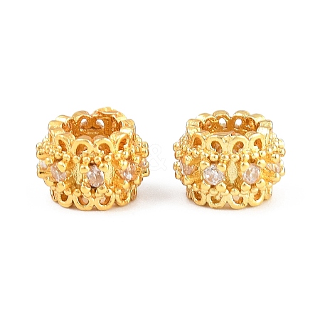 Brass Micro Pave Clear Cubic Zirconia European Beads CU-CBA6A75-16G-1