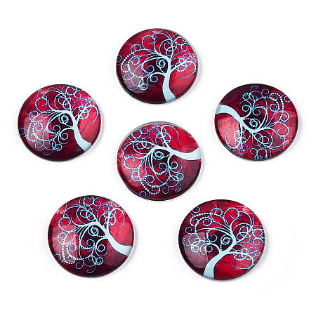Half Round/Dome Tree Pattern Glass Flatback Cabochons for DIY Projects LS-GGLA-Q037-25mm-M28-04-1
