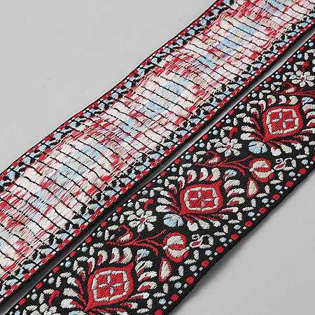 Ethnic Style Floral Pattern Embroidery Polyester Ribbons OCOR-XCP0003-16E-1