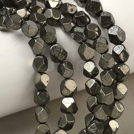 Natural Gold Pyrite/Golden Pyrite Beads Strands G-G459-A01-6mm-1