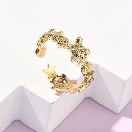 304 Stainless Steel Cubic Zirconia Cuff Open Rings for Women RJEW-Z122-02G-02-1