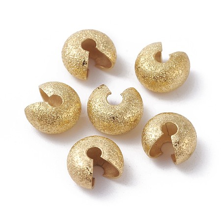 Textured Brass Crimp Beads Covers KK-I665-23G-1
