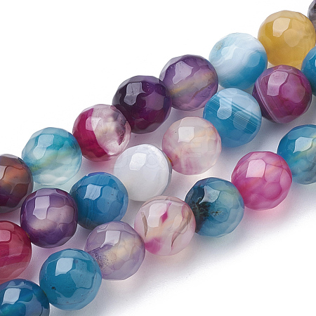 Natural Striped Agate/Banded Agate Beads Strands G-S281-51L-8mm-1