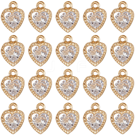 50Pcs Heart Alloy Charms ZIRC-SC0001-32G-1