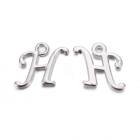 Platinum Plated Alloy Letter Pendants PALLOY-J718-01P-H-1