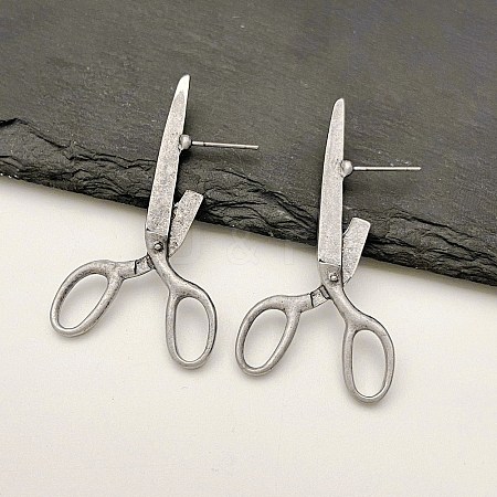 Alloy Scissor Stud Earrings for Unisex EJEW-V006-07-1