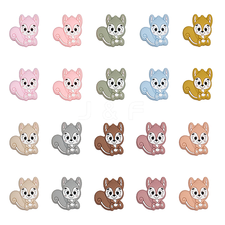 Globleland 20Pcs 10 Colors Squirrel Food Grade Eco-Friendly Silicone Beads SIL-GL0001-02-1