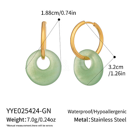 Flat Round 304 Stainless Steel Hoop Earrings MP0677-1-1