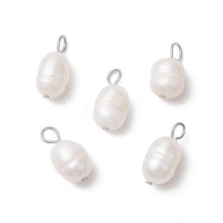 Natural Cultured Freshwater Pearl Rice Charms PALLOY-JF03921-01-1