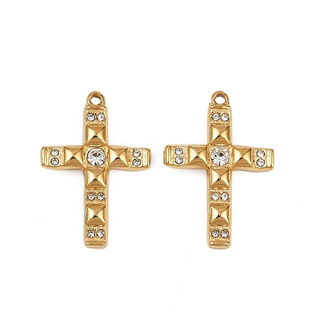 304 Stainless Steel Rhinestone Pendants STAS-L290-38G-1