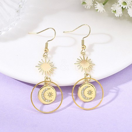 Celestial Brass & 304 Stainless Steel Dangle Earrings EJEW-JE07344-1