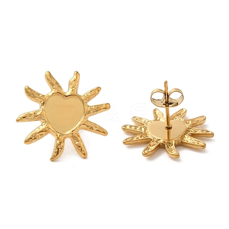 Ion Plating(IP) 304 Stainless Steel Sun Stud Earrings EJEW-C114-28G-1