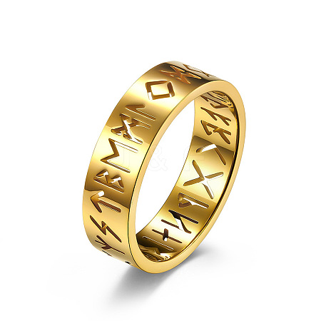 Hollow Word Stainless Steel Finger Rings FIND-PW0020-13F-G-1