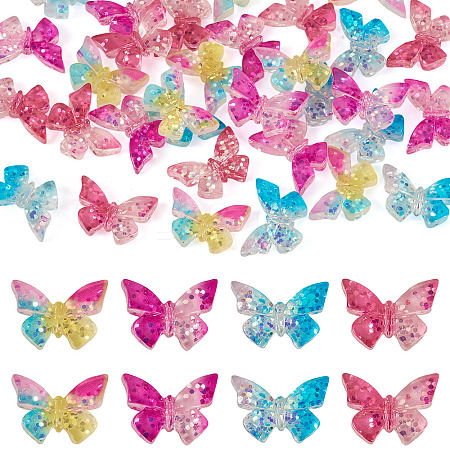 32Pcs 4 Colors Butterfly Transparent Resin Cabochons RESI-TA0004-44-1