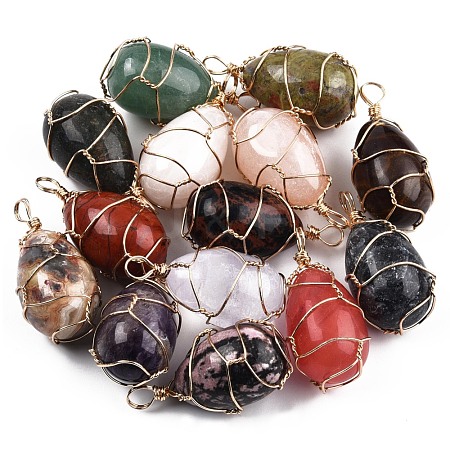 Natural & Synthetic Mixed Gemstone Pendants G-N326-151LG-1