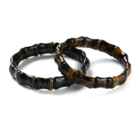 Natural Tiger Eye Beaded Stretch Bracelets for Men BJEW-C081-07-1