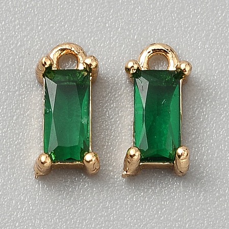 Golden Plated Brass Cubic Zirconia Charms ZIRC-WH0015-01G-02-1