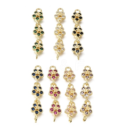 Brass Pave Cubic Zirconia Flower Connector Charms CU-E002-07G-1